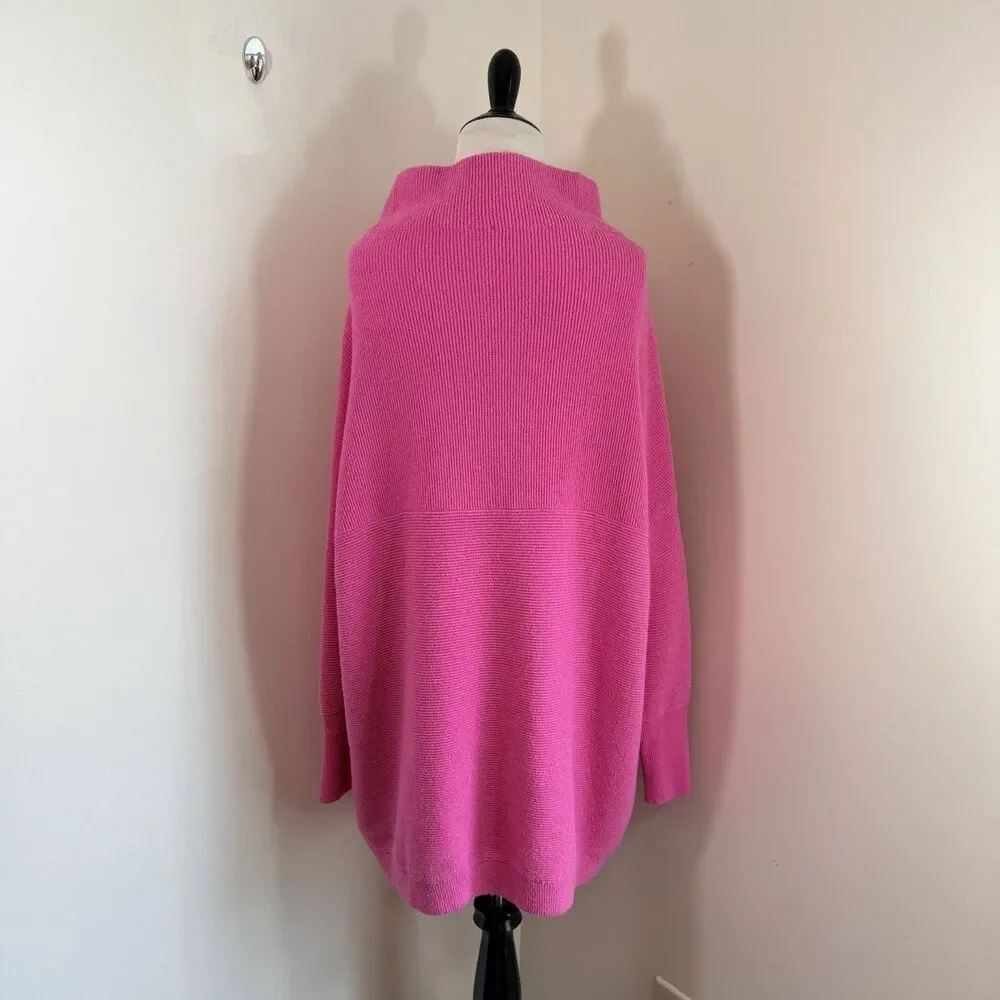 Free People Ottoman Slouchy Tunic Knit Sweater Women's Medium Electric Pink